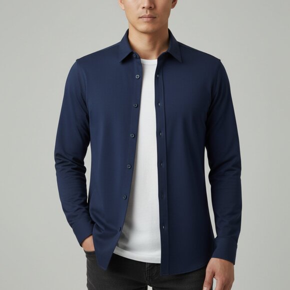 BYLT Basics Other - BYLT Premium Basics - Vista Stretch Long Sleeve Button-Down Navy Medium